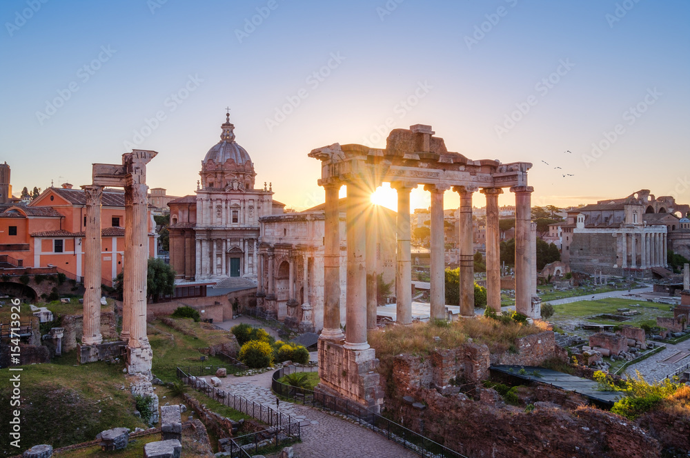 Scenic view of Roman Forum at sunrise, Rome