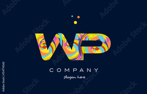 wp w p colorful alphabet letter logo icon template vector