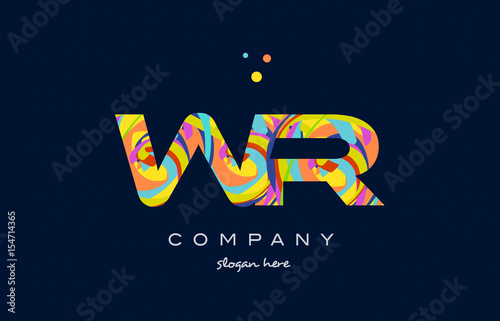 wr w r colorful alphabet letter logo icon template vector