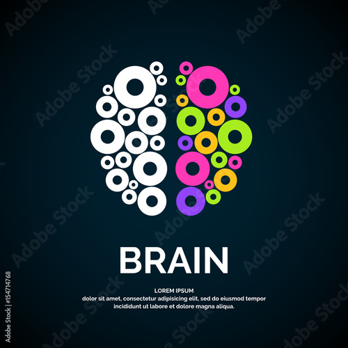 Vector logo brain color silhouette