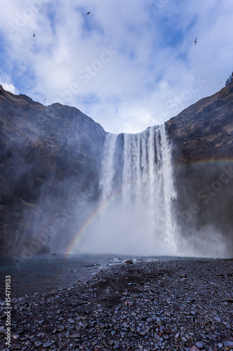 Skogafoss Waterfall and Rainbow  Iceland