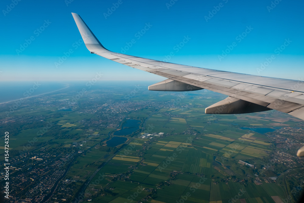 View from the plane over the Netherlands in summer View from the plane over the Netherlands in summer