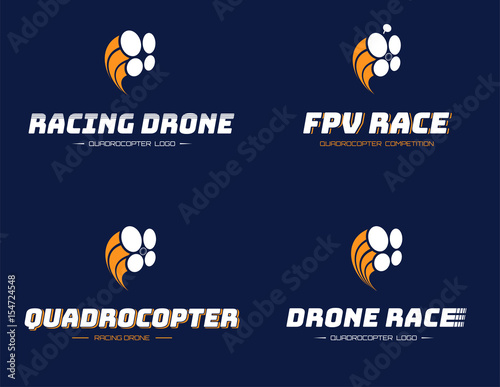Set of racing quadrocopter logo photo