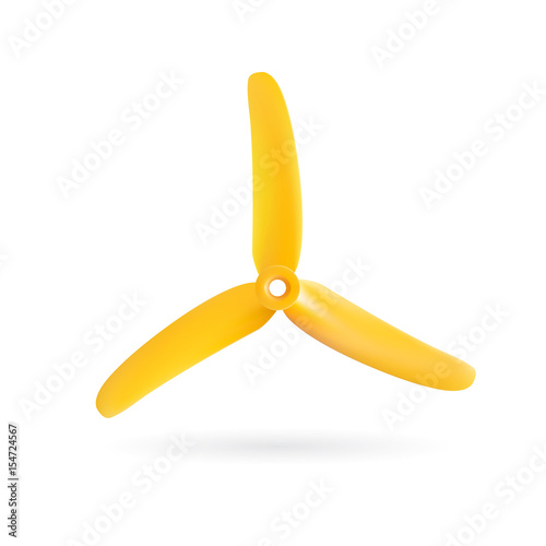 Realistic tri-blade yellow propeller