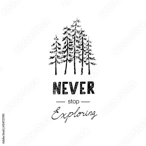 Hand drawn vector wild forest illustration
