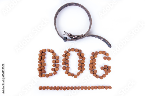 Fotografie Laid out dog word on white background