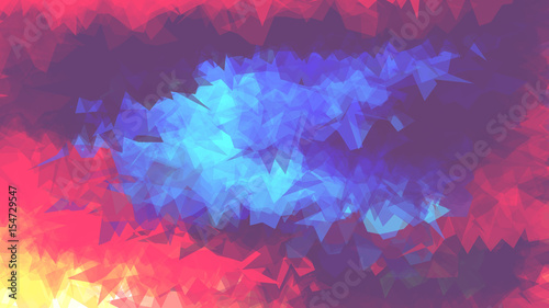 Bright abstract background with crystalline structure. Pattern of triangles. The contrast of hot and cold colors.