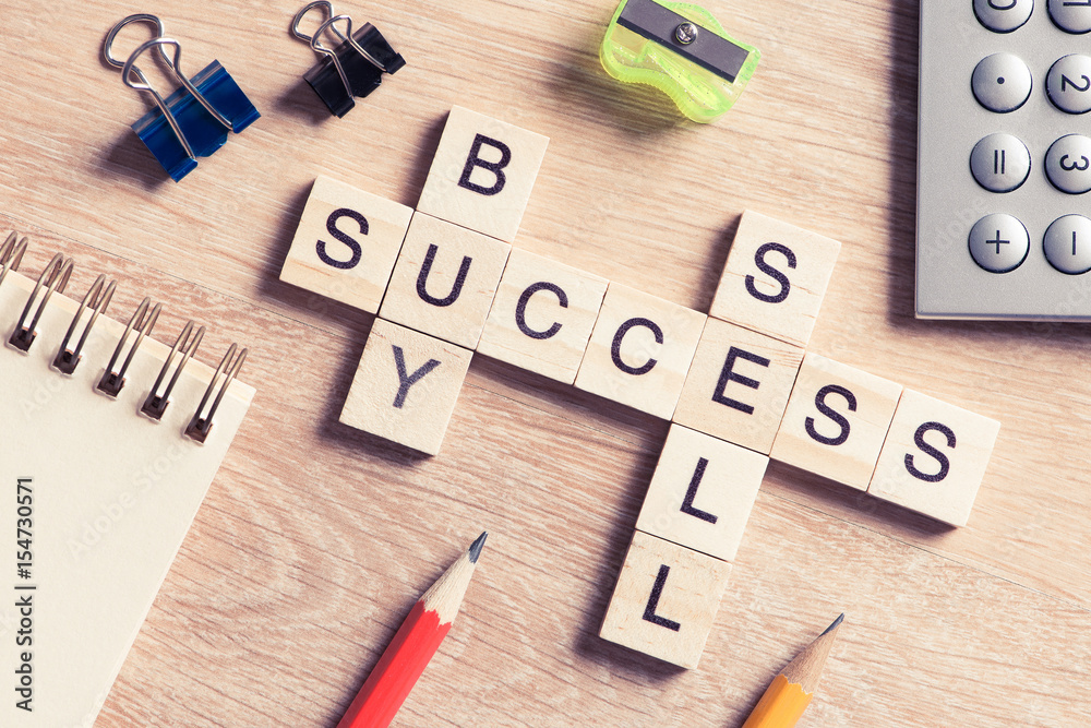 Conceptual business keywords on table with elements of game maki Conceptual business keywords on table with elements of game maki