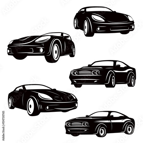 Set of cars icons isolated on white background. Design elements for logo  label  emblem  sign  badge. Vector illustration