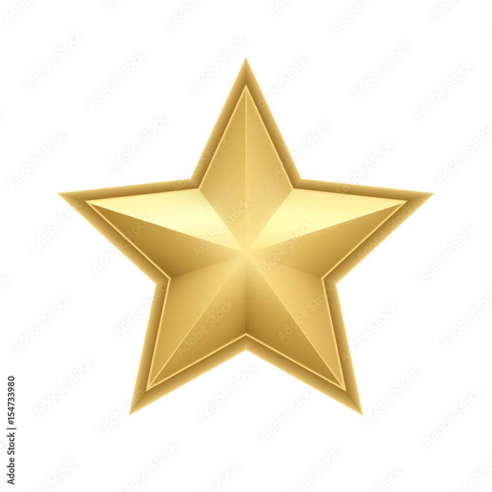 Realistic metallic golden star isolated on white background. Vector illustration Realistic metallic golden star isolated on white background. Vector illustration
