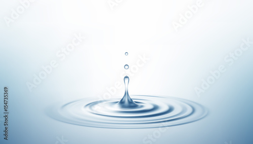 Realistic Transparent Drop and Circle Ripples Background. Vector illustration