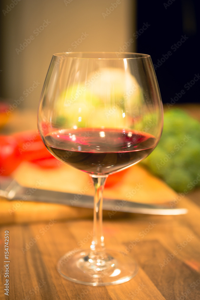 Red wine in wineglass.