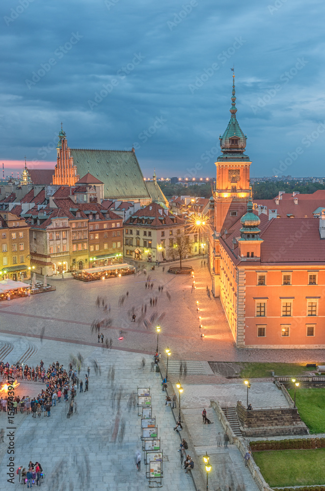 Obraz premium Warsaw, Poland, panorama of old city with royal castle and st John cathedral