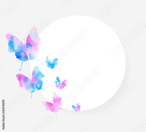 Canvas Print Watercolor butteflies background