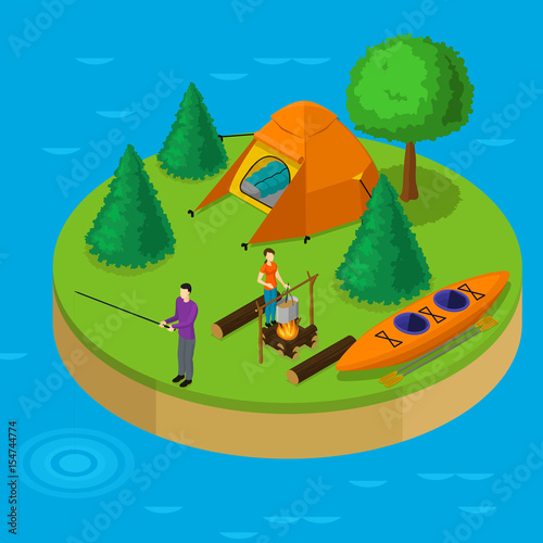 Isometric Water Active Recreation Concept