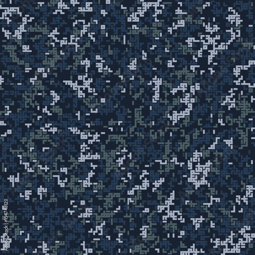 Seamless pattern. Abstract military or police camouflage background. Blue, white, gray color. Made from geometric labyrinth shapes. Urban style.