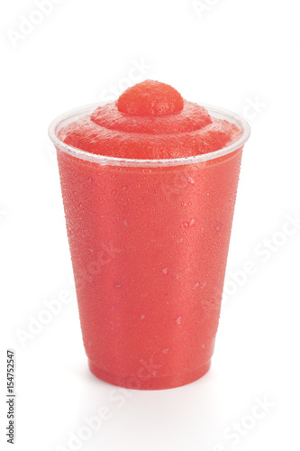 Red Raspberry or Cherry Smoothie or Cocktail on White Background