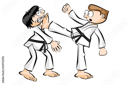 Show karate fight isolated on white