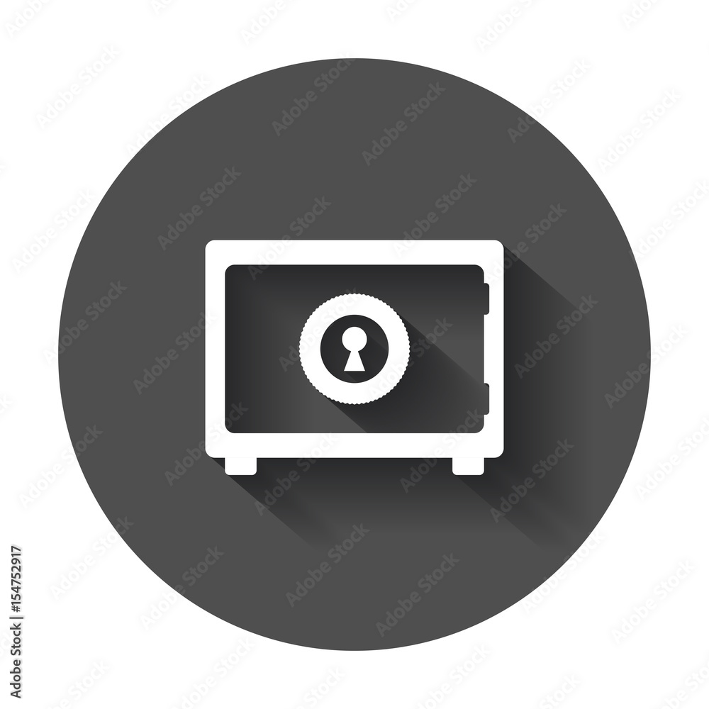 Money safe icon. Vector illustration in flat style with long shadow. Money safe icon. Vector illustration in flat style with long shadow.