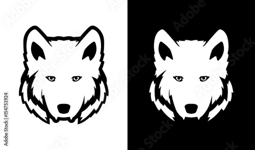 Head of Wolf in black and w...