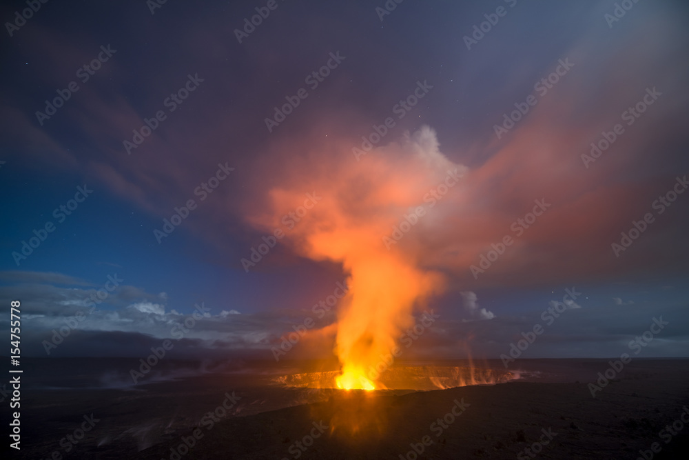Kilauea Volcano at Night