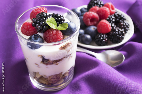 yogurt with berries, breakfasts and creative desserts