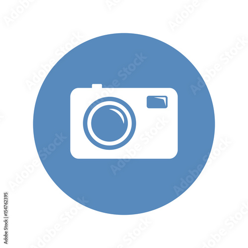 Photo camera sign in blue circle