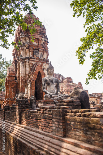 Ayutthaya temple ruins, Wat Maha That Ayutthaya as a world heritage site, Thailand.