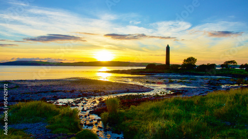Sunset behind the Pencil Monument in Largs
