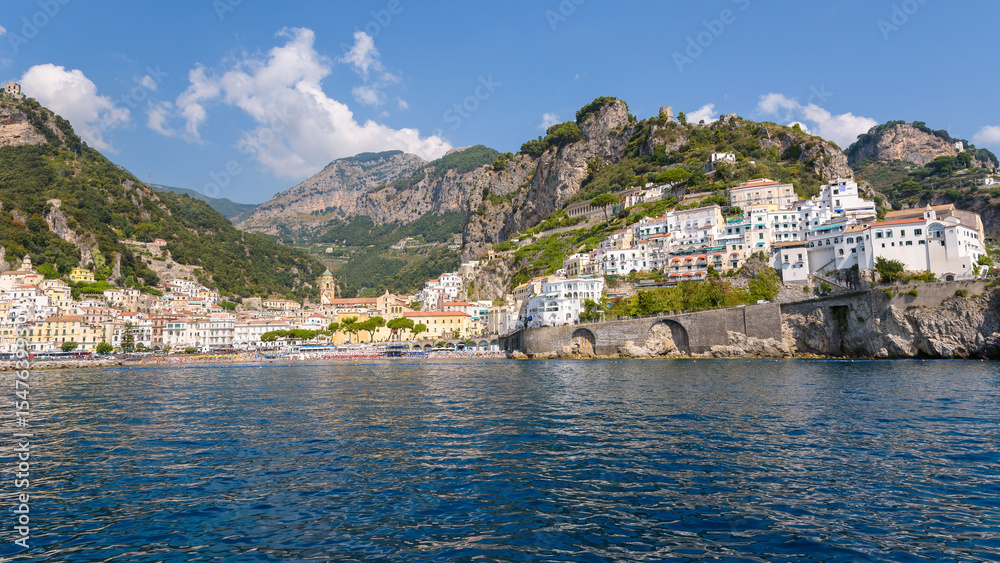 Panoramic view of Amalfi town in Italy
