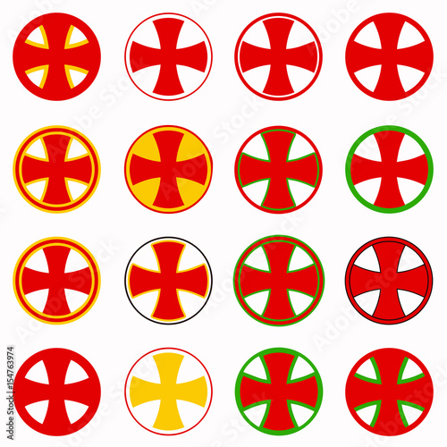 red pharmacy cross vector set - healthcare medical icon