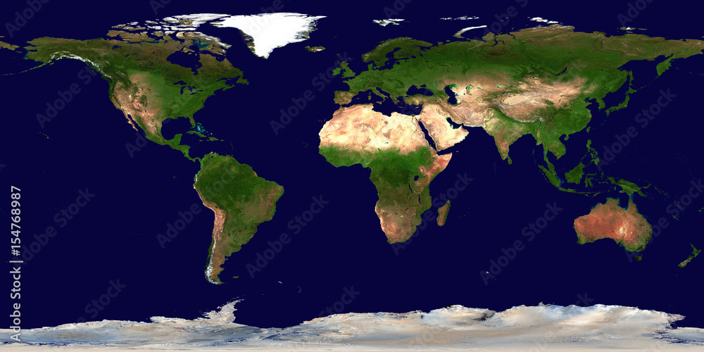 Fototapeta premium Wysokiej rozdzielczości mapa świata płaskich kontynentów Ziemi z kosmosu. Elementy tego zdjęcia dostarczone przez NASA.