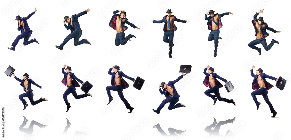 Jumping businessman isolated on white Jumping businessman isolated on white