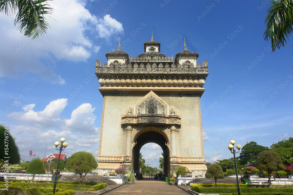 Patuxai  -  Gate of Triumph or war monument in the centre of Vientiane, Laos
