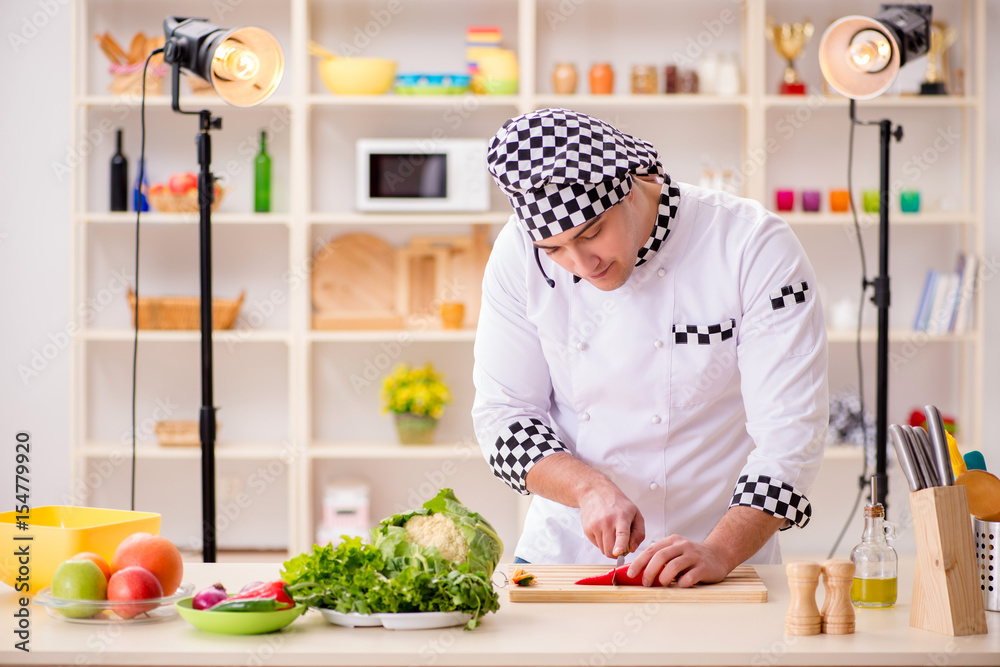 Food cooking tv show in the studio
