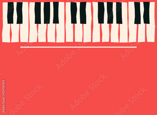 Piano keys. Music poster template. Jazz and blues music concert background