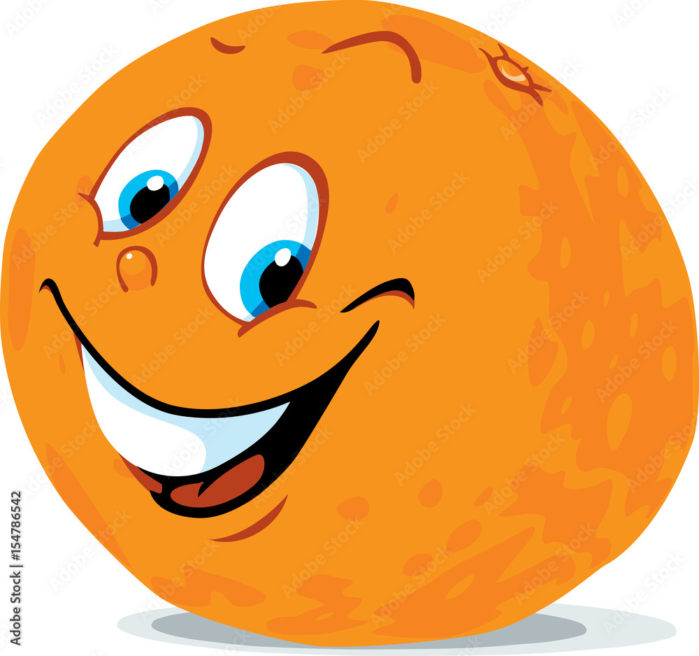Obraz premium cute orange citrus fruit cartoon - vector illustration