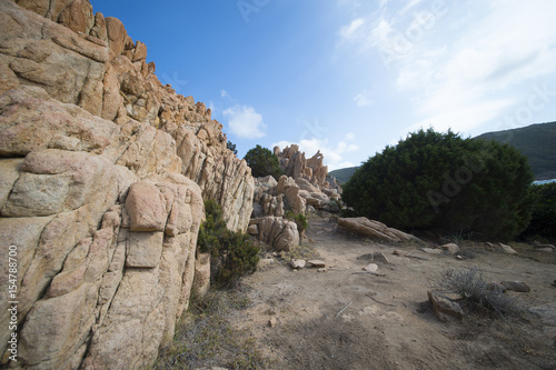 Huge rocky rocks on the coast of Sardinia in Italy