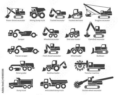 Tablou Canvas Construction machinery icons set