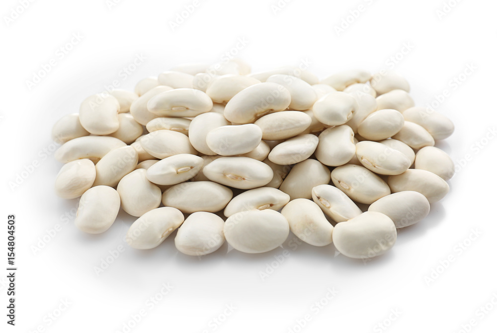 Heap of raw butter beans on white background Heap of raw butter beans on white background