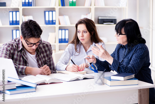 Young student and teacher during tutoring lesson