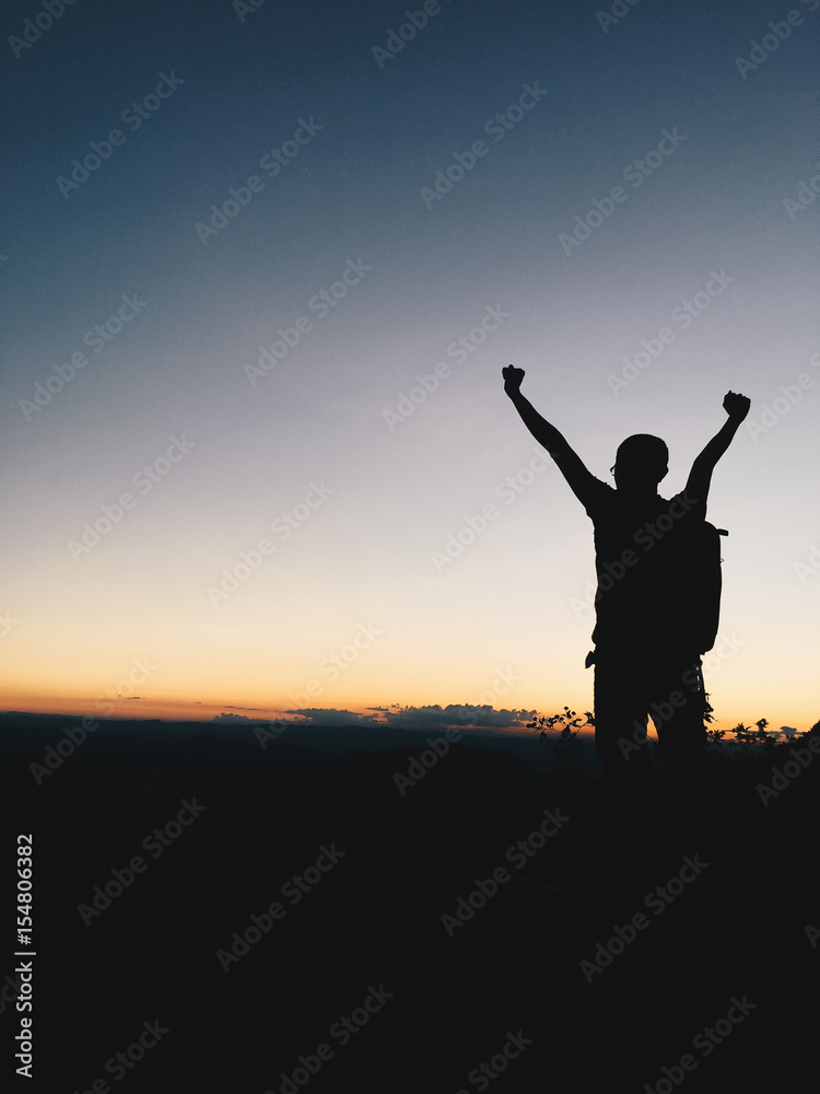 Silhouette man in mountain