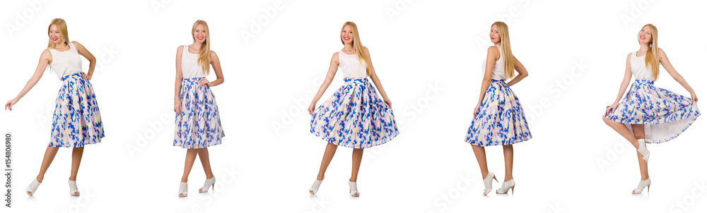 Woman in fashion looks isolated on white