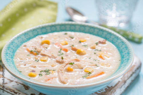 Plakat w ramie Chowder with Sweet Corn, Chicken