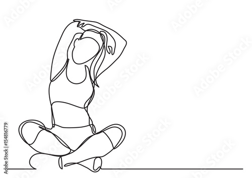 woman doing yoga - continuous line drawing