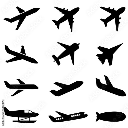 Fototapeta Samoloty pasażerskie i inna ikona samolotu
