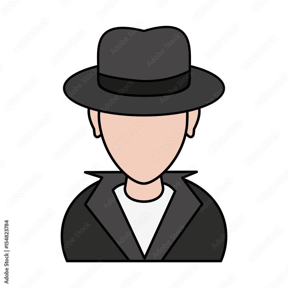color image cartoon half body hacker with jacket and hat vector illustration color image cartoon half body hacker with jacket and hat vector illustration