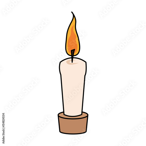 color image cartoon decorative candle spa in wooden base vector illustration