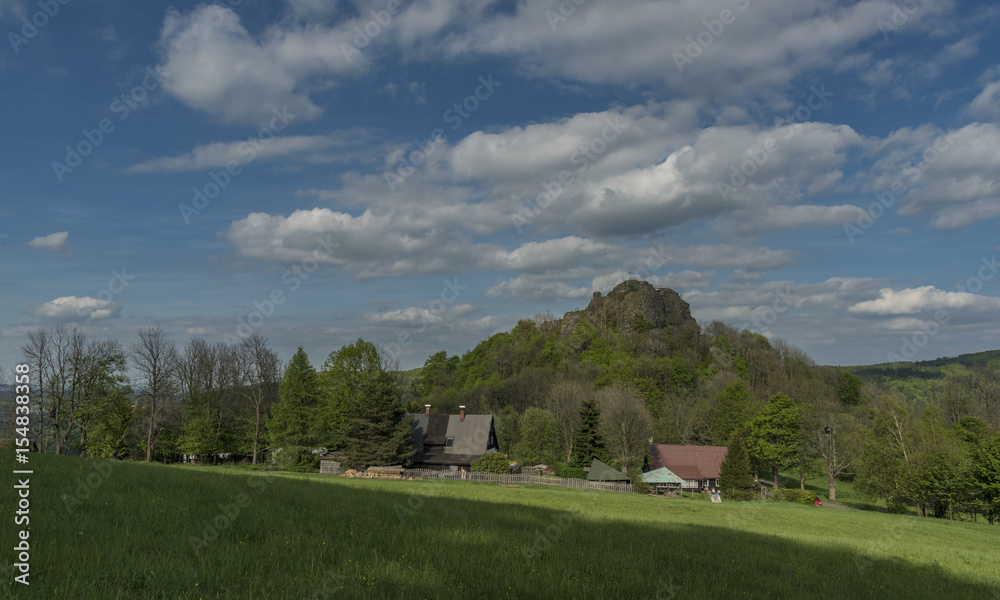Spring blue sunny day with Tolstejn castle Spring blue sunny day with Tolstejn castle