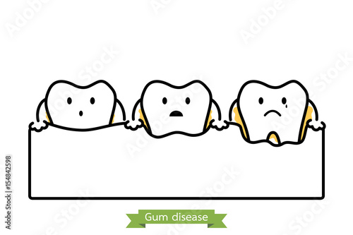 step of gum disease - cartoon vector outline style